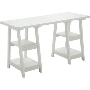 image:imageConvenience Concepts Designs2Go Double Trestle Desk with Shelves BlackWhite