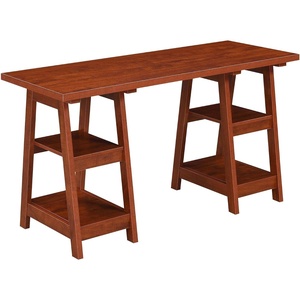 image:imageConvenience Concepts Designs2Go Double Trestle Desk with Shelves EspressoCherry