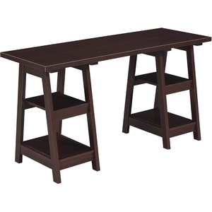 image:imageConvenience Concepts Designs2Go Double Trestle Desk with Shelves EspressoEspresso