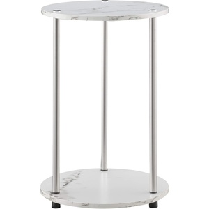 image:imageConvenience Concepts Designs2Go No Tools 2Tier Round End Table Faux White MarbleChromeFaux White Marble  Chrome