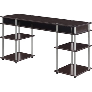image:imageConvenience Concepts Designs2Go No Tools Deluxe Student Desk with Shelves 60 BlackEspresso