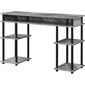 image:imageConvenience Concepts Designs2Go No Tools Desk Home Office Desk with Shelves Corner Shelf Vanity Desk Computer Desk Nail Table for Nail Tech  4725 L x 1575 W x 30 H EspressoGray MarbleBlack
