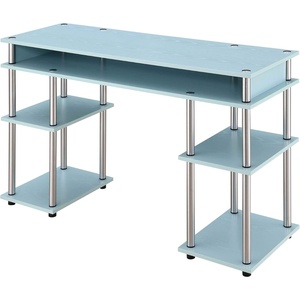 image:imageConvenience Concepts Designs2Go No Tools Desk Home Office Desk with Shelves Corner Shelf Vanity Desk Computer Desk Nail Table for Nail Tech  4725 L x 1575 W x 30 H EspressoSea Foam