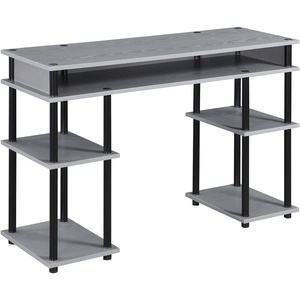 image:imageConvenience Concepts Designs2Go No Tools Desk Home Office Desk with Shelves Corner Shelf Vanity Desk Computer Desk Nail Table for Nail Tech  4725 L x 1575 W x 30 H EspressoGrayBlack