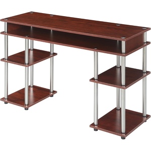 image:imageConvenience Concepts Designs2Go No Tools Desk Home Office Desk with Shelves Corner Shelf Vanity Desk Computer Desk Nail Table for Nail Tech  4725 L x 1575 W x 30 H EspressoCherry