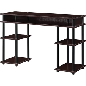 image:imageConvenience Concepts Designs2Go No Tools Desk Home Office Desk with Shelves Corner Shelf Vanity Desk Computer Desk Nail Table for Nail Tech  4725 L x 1575 W x 30 H EspressoEspressoBlack