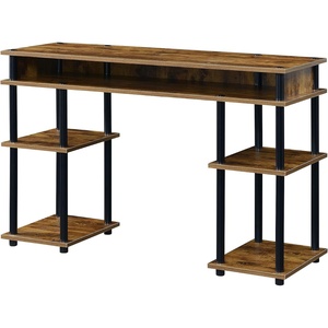 image:imageConvenience Concepts Designs2Go No Tools Desk Home Office Desk with Shelves Corner Shelf Vanity Desk Computer Desk Nail Table for Nail Tech  4725 L x 1575 W x 30 H EspressoBarnwoodBlack