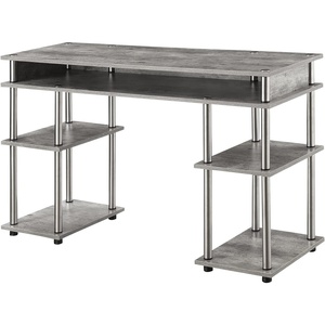 image:imageConvenience Concepts Designs2Go No Tools Desk Home Office Desk with Shelves Corner Shelf Vanity Desk Computer Desk Nail Table for Nail Tech  4725 L x 1575 W x 30 H EspressoFaux Birch