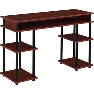 image:imageConvenience Concepts Designs2Go No Tools Desk Home Office Desk with Shelves Corner Shelf Vanity Desk Computer Desk Nail Table for Nail Tech  4725 L x 1575 W x 30 H EspressoCherryBlack