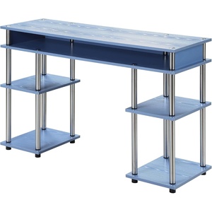 image:imageConvenience Concepts Designs2Go No Tools Desk Home Office Desk with Shelves Corner Shelf Vanity Desk Computer Desk Nail Table for Nail Tech  4725 L x 1575 W x 30 H EspressoBlue