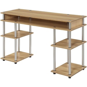 image:imageConvenience Concepts Designs2Go No Tools Desk Home Office Desk with Shelves Corner Shelf Vanity Desk Computer Desk Nail Table for Nail Tech  4725 L x 1575 W x 30 H EspressoLight Oak