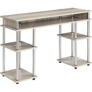image:imageConvenience Concepts Designs2Go No Tools Desk Home Office Desk with Shelves Corner Shelf Vanity Desk Computer Desk Nail Table for Nail Tech  4725 L x 1575 W x 30 H EspressoIce White