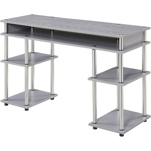 image:imageConvenience Concepts Designs2Go No Tools Desk Home Office Desk with Shelves Corner Shelf Vanity Desk Computer Desk Nail Table for Nail Tech  4725 L x 1575 W x 30 H EspressoGrey