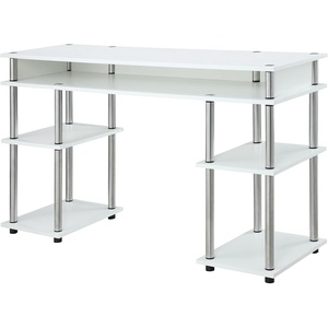 image:imageConvenience Concepts Designs2Go No Tools Desk Home Office Desk with Shelves Corner Shelf Vanity Desk Computer Desk Nail Table for Nail Tech  4725 L x 1575 W x 30 H EspressoWhite