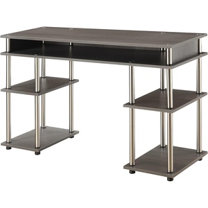 image:imageConvenience Concepts Designs2Go No Tools Desk Home Office Desk with Shelves Corner Shelf Vanity Desk Computer Desk Nail Table for Nail Tech  4725 L x 1575 W x 30 H EspressoCharcoal Gray