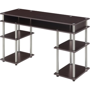 image:imageConvenience Concepts Designs2Go No Tools Desk Home Office Desk with Shelves Corner Shelf Vanity Desk Computer Desk Nail Table for Nail Tech  4725 L x 1575 W x 30 H EspressoEspresso