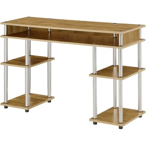image:imageConvenience Concepts Designs2Go No Tools Desk Home Office Desk with Shelves Corner Shelf Vanity Desk Computer Desk Nail Table for Nail Tech  4725 L x 1575 W x 30 H EspressoEnglish Oak