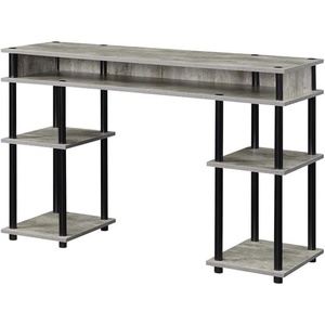 image:imageConvenience Concepts Designs2Go No Tools Desk Home Office Desk with Shelves Corner Shelf Vanity Desk Computer Desk Nail Table for Nail Tech  4725 L x 1575 W x 30 H EspressoFaux BirchBlack