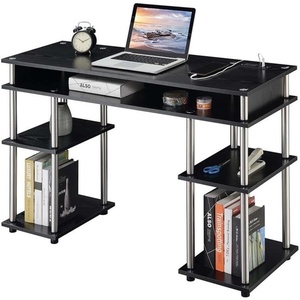 image:imageConvenience Concepts Designs2Go No Tools Student Desk with Charging Station and Shelves Charcoal GrayBlack