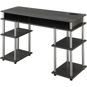 image:imageConvenience Concepts Designs2Go No Tools Student Desk with Charging Station and Shelves Charcoal GrayCharcoal Gray