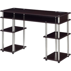 image:imageConvenience Concepts Designs2Go No Tools Student Desk with Charging Station and Shelves GrayEspresso