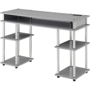 image:imageConvenience Concepts Designs2Go No Tools Student Desk with Charging Station and Shelves GrayGrey