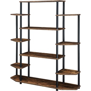 image:imageConvenience Concepts Designs2Go No Tools Wall Unit Bookshelf 4725  Contemporary Storage Shelves for Display 10 Spacious Shelves for Modern Living Room Office Den BlackBarnwoodBlack Poles