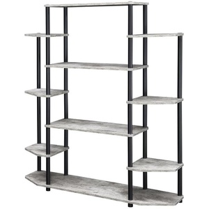 image:imageConvenience Concepts Designs2Go No Tools Wall Unit Bookshelf 4725  Contemporary Storage Shelves for Display 10 Spacious Shelves for Modern Living Room Office Den BlackFaux BirchBlack Poles
