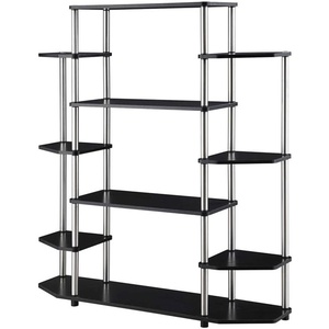 image:imageConvenience Concepts Designs2Go No Tools Wall Unit Bookshelf 4725  Contemporary Storage Shelves for Display 10 Spacious Shelves for Modern Living Room Office Den BlackBlack
