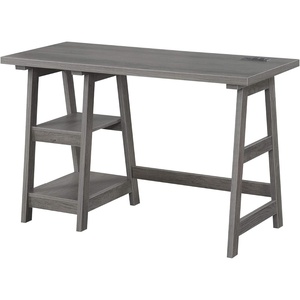 image:imageConvenience Concepts Designs2Go Trestle Desk with Charging Station and Shelves Charcoal GrayCharcoal Gray