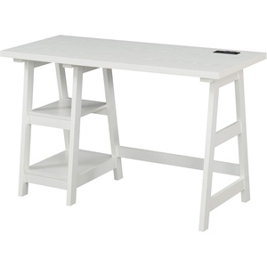 image:imageConvenience Concepts Designs2Go Trestle Desk with Charging Station and Shelves Charcoal GrayWhite