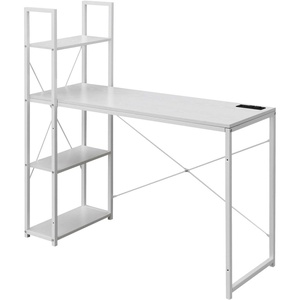image:imageConvenience Concepts Desigsn2Go Office Workstation Desk with USB Ports amp AC Outlets 4425  Modern Writing Accent with Charging Station amp Storage Shelves for Dorm Room Home Study amp Den WhiteWhiteWhite