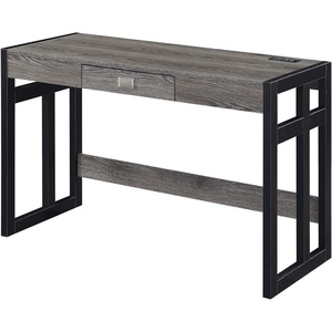 image:imageConvenience Concepts Monterey Desk with Charging Station 47inch Weathered GrayBlack