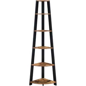 image:imageConvenience Concepts Newport 5 Tier Corner Bookcase Weathered GrayBarnwoodBlack