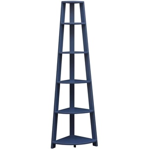 image:imageConvenience Concepts Newport 5 Tier Corner Bookcase Weathered GrayCobalt Blue