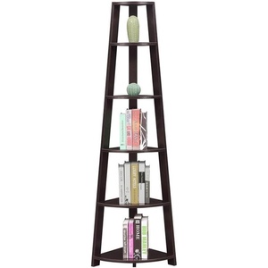 image:imageConvenience Concepts Newport 5 Tier Corner Bookcase Weathered GrayEspresso