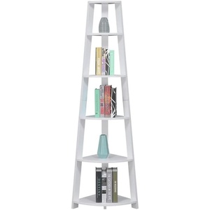 image:imageConvenience Concepts Newport 5 Tier Corner Bookcase Weathered GrayWhite