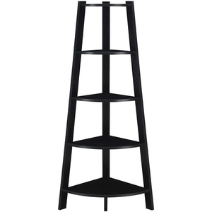 image:imageConvenience Concepts Newport 5 Tier Wide Corner Bookcase BlackBlack