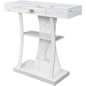 image:imageConvenience Concepts Newport Harri Console Table 36  Modern Sofa Table with Storage Shelves One Drawer Narrow Entryway Hall Table for Living Room BarnwoodBlackWhite Faux MarbleWhite Base