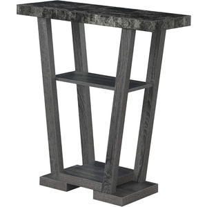 image:imageConvenience Concepts Newport V Console Table 315  Modern Sofa Table with Storage Shelves Narrow Entryway Hall Table for Living Room Display Accent Table Weathered GrayFaux Black MarbleWeathered Gray