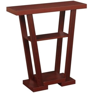 image:imageConvenience Concepts Newport V Console Table 315  Modern Sofa Table with Storage Shelves Narrow Entryway Hall Table for Living Room Display Accent Table Weathered GrayMahogany