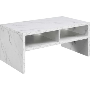 image:imageConvenience Concepts Northfield Admiral Deluxe Coffee Table with Shelves R40567 White Faux MarbleWhite Faux Marble