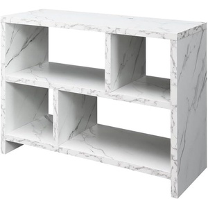 image:imageConvenience Concepts Northfield Console Bookcase 38  3 Tier Minimalist Living Room Bookshelf Contemporary Console Entryway Hall Table Foyer Display Table White Faux MarbleWhite Faux Marble