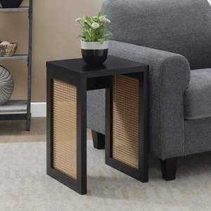 image:imageConvenience Concepts Northfield Weave End Table 1575  Rattan Boho Side Table for The Living Room Family Room Wicker End Table BlackBeige Barley