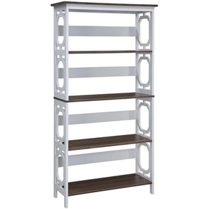 image:imageConvenience Concepts Omega 5 Tier Bookcase GrayDriftwood ShelvesWhite Frame