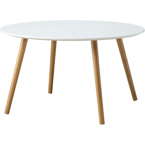 image:imageConvenience Concepts Oslo Round Coffee Table  MidCentury Modern Minimalist Design Glossy White Top Solid Wood Legs Easy 2Step Assembly WhiteGlossy White