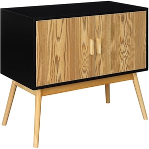image:imageConvenience Concepts Oslo Storage Console with Cabinet and Shelves Wood GrainGrayBlackWood GrainGrayBlack
