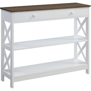 image:imageConvenience Concepts Oxford 1Drawer Console Table 395  Farmhouse Sofa Display with Storage Shelf For Living Family amp Dining Room Modern Entryway Hall Table for Kitchen Bedroom Sea Foam BlueDriftwoodWhite
