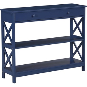 image:imageConvenience Concepts Oxford 1Drawer Console Table 395  Farmhouse Sofa Display with Storage Shelf For Living Family amp Dining Room Modern Entryway Hall Table for Kitchen Bedroom Sea Foam BlueCobalt Blue