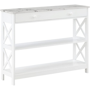 image:imageConvenience Concepts Oxford 1Drawer Console Table 395  Farmhouse Sofa Display with Storage Shelf For Living Family amp Dining Room Modern Entryway Hall Table for Kitchen Bedroom Sea Foam BlueWhite Faux MarbleWhite